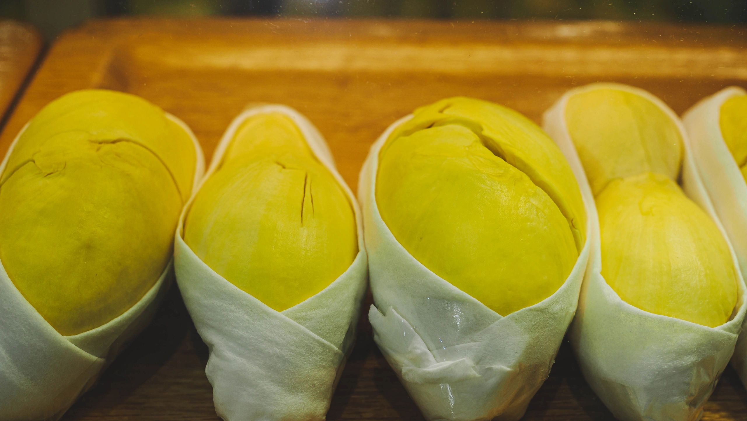 Fresh Musang King durian flesh packed carefully for delivery